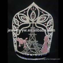 Diamante grande personalizado Torre Eiffel coroa de tiara pageant, tamanhos personalizados aceitar